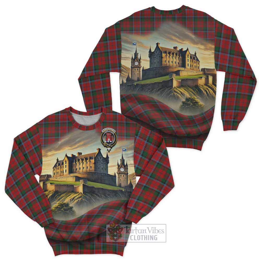 Tartan Vibes Clothing MacNaughton (McNaughton) Tartan Family Crest Sweatshirt with Scottish Ancient Castle Style