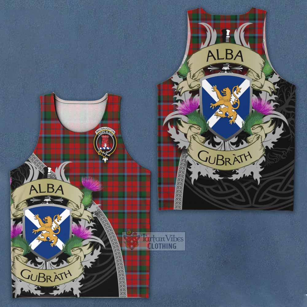 Tartan Vibes Clothing MacNaughton (McNaughton) Tartan Family Crest Men's Tank Top Lion Rampant Royal Thistle Shield Celtic Inspired