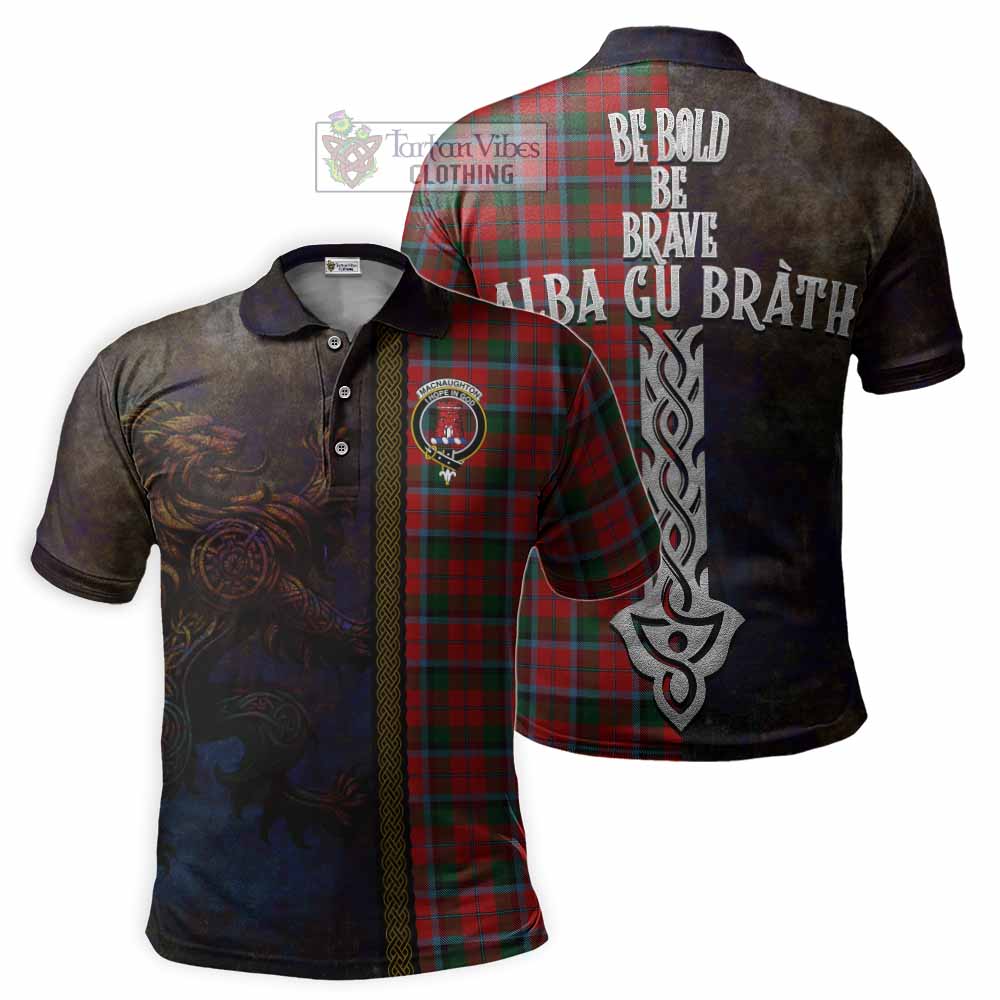 Tartan Vibes Clothing MacNaughton (McNaughton) Tartan Family Crest Polo Shirt Alba Gu Brath Be Brave Lion Ancient Style