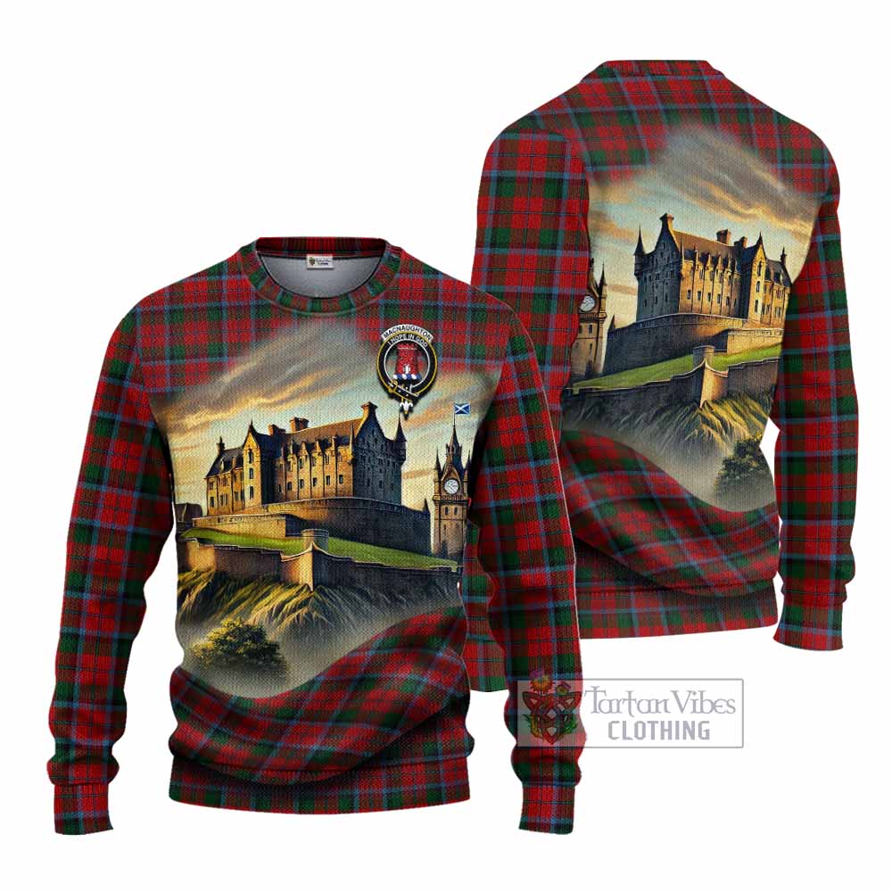 Tartan Vibes Clothing MacNaughton (McNaughton) Tartan Family Crest Knitted Sweater with Scottish Ancient Castle Style