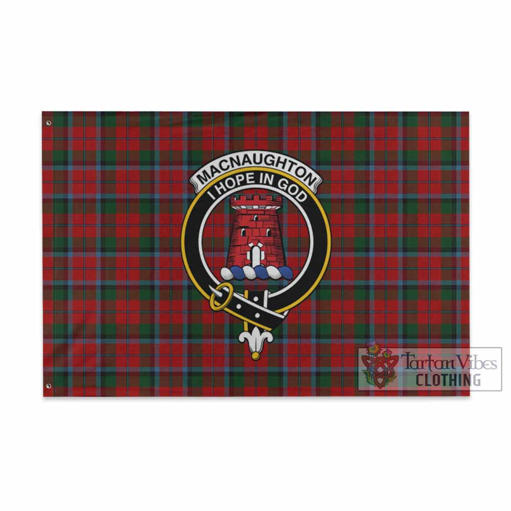 Tartan Vibes Clothing MacNaughton (McNaughton) Tartan House Flag with Family Crest