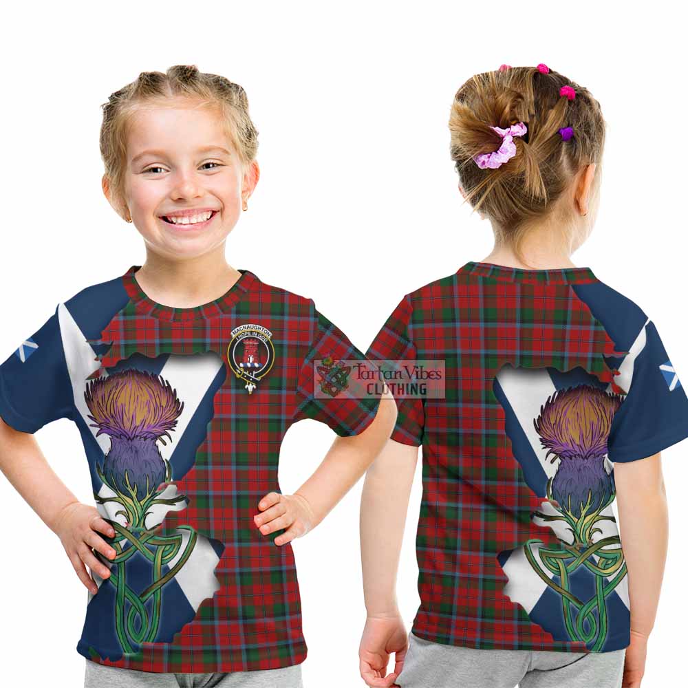 Tartan Vibes Clothing MacNaughton (McNaughton) Tartan Family Crest Kid T-Shirt Scottish Thistle Celtic Inspired