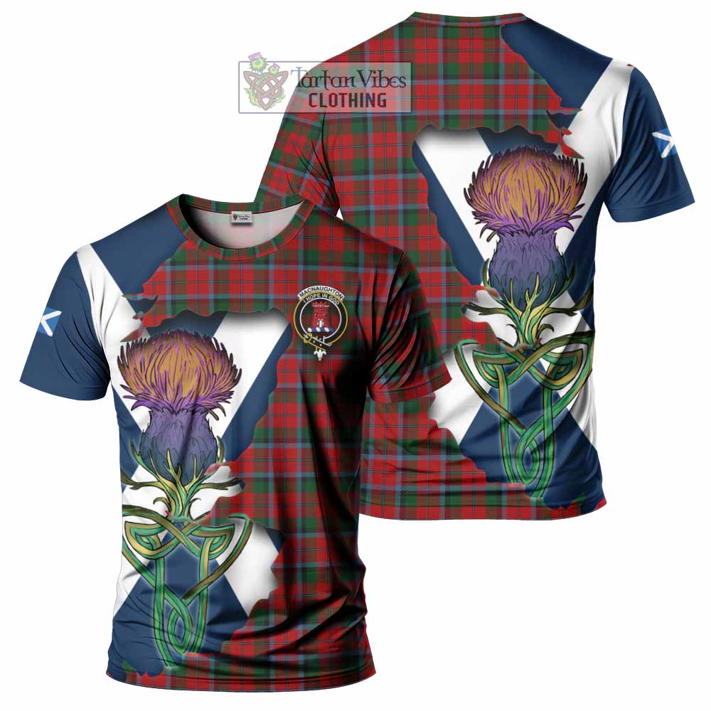 Tartan Vibes Clothing MacNaughton (McNaughton) Tartan Family Crest T-Shirt Scottish Thistle Celtic Inspired