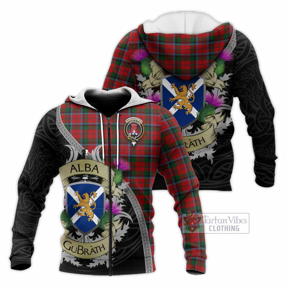 Tartan Vibes Clothing MacNaughton (McNaughton) Tartan Family Crest Knitted Hoodie Lion Rampant Royal Thistle Shield Celtic Inspired