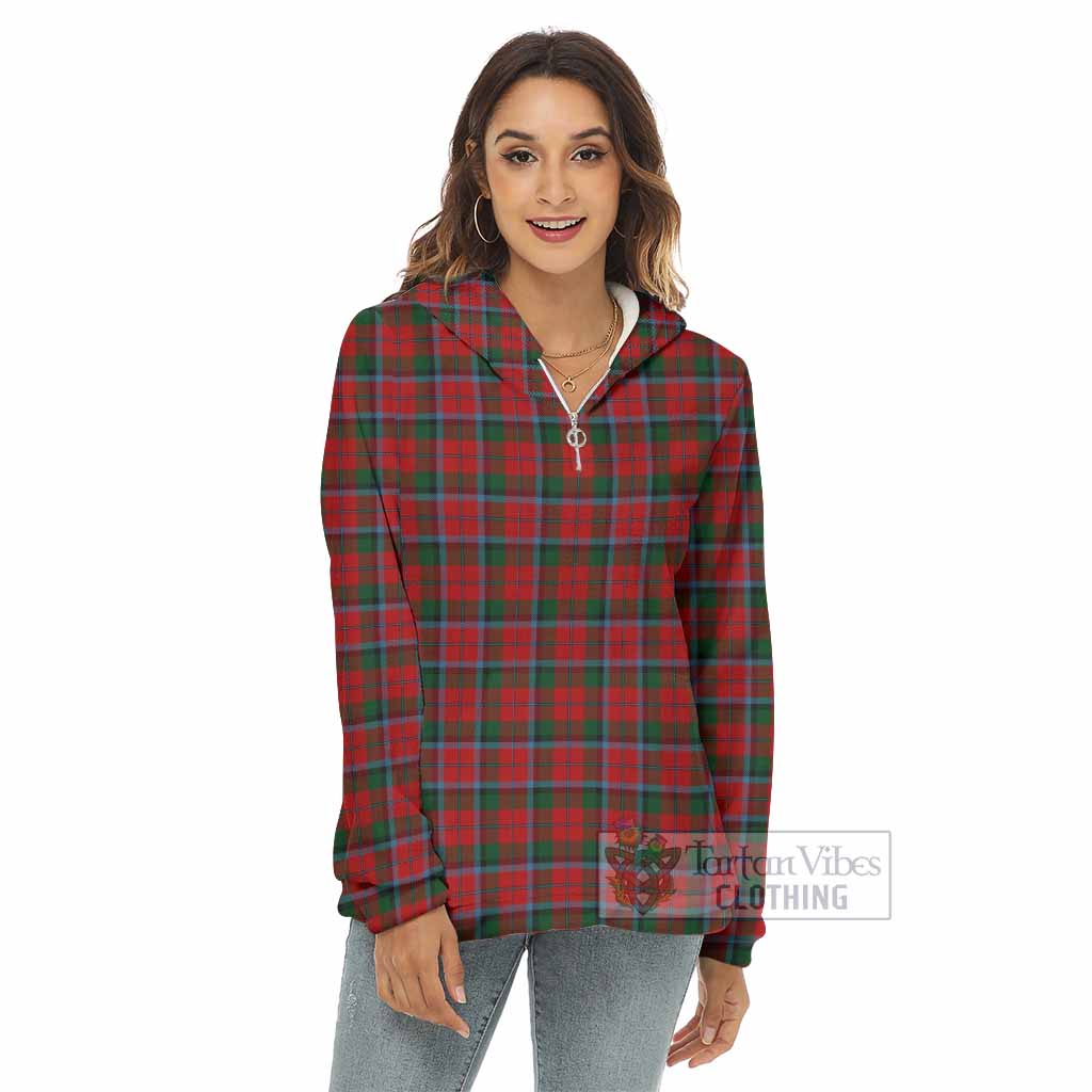 Tartan Vibes Clothing MacNaughton (McNaughton) Tartan Women's Borg  Half Zip Fleece Hoodie