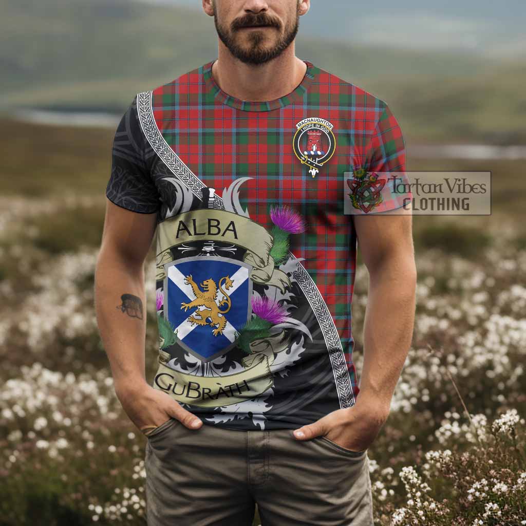 Tartan Vibes Clothing MacNaughton (McNaughton) Tartan Family Crest T-Shirt Lion Rampant Royal Thistle Shield Celtic Inspired