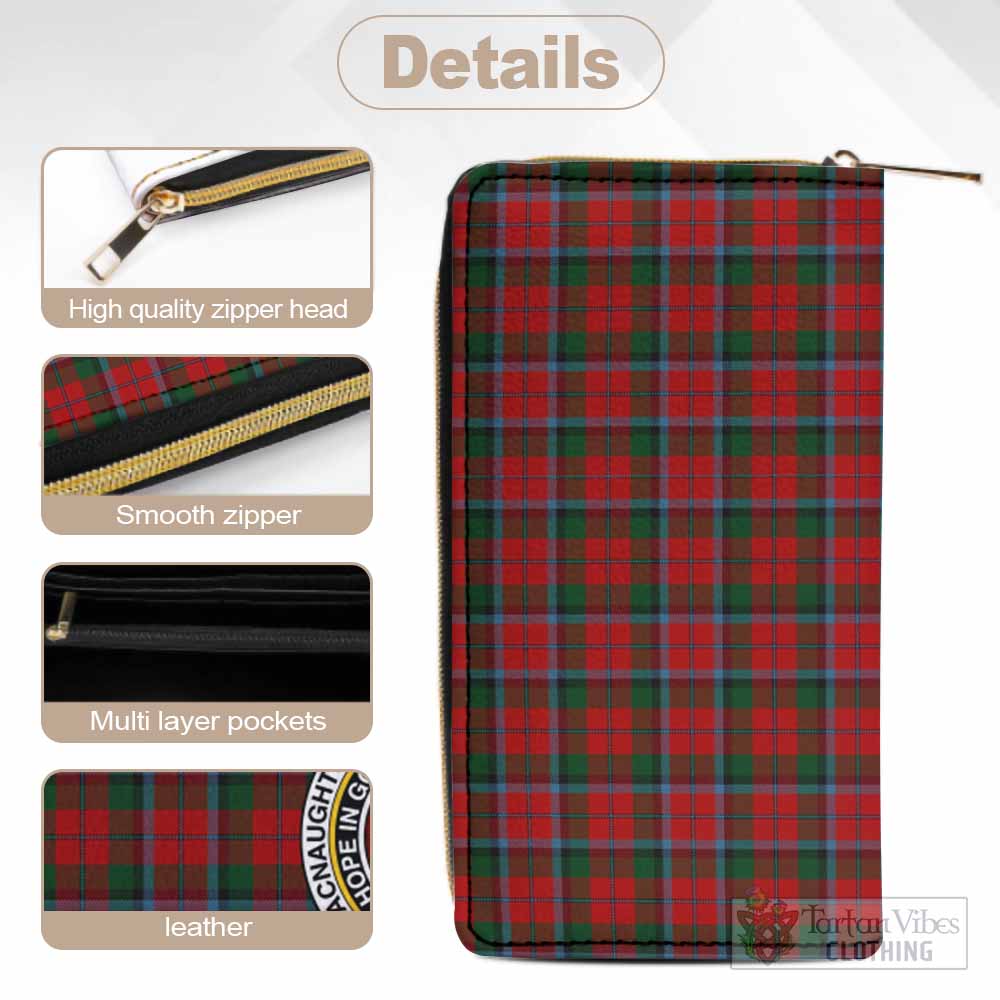 Tartan Vibes Clothing MacNaughton (McNaughton) Tartan Women's Leather Wallet with Family Crest