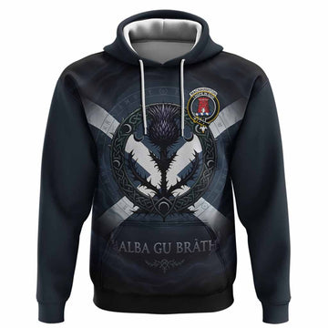 MacNaughton (McNaughton) Clan Crest Hoodie with Celtic Knot Thistle and Saltire