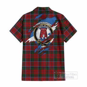 MacNaughton (McNaughton) Clan Crest In Me Tartan Cotton Hawaiian Shirt Scotland Flag Style