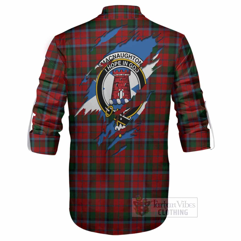 MacNaughton (McNaughton) Clan Crest In Me Tartan Ghillie Shirt Scotland Flag Style