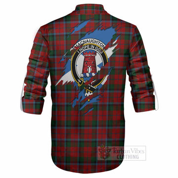 MacNaughton (McNaughton) Clan Crest In Me Tartan Ghillie Shirt Scotland Flag Style