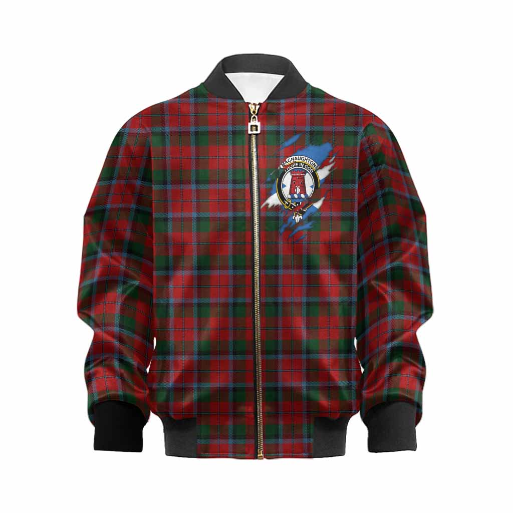 MacNaughton (McNaughton) Clan Crest In Me Tartan Kid Bomber Jacket Scotland Flag Style