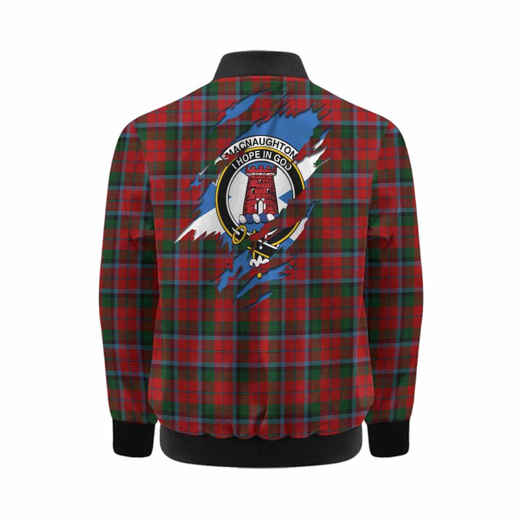 MacNaughton (McNaughton) Clan Crest In Me Tartan Kid Bomber Jacket Scotland Flag Style
