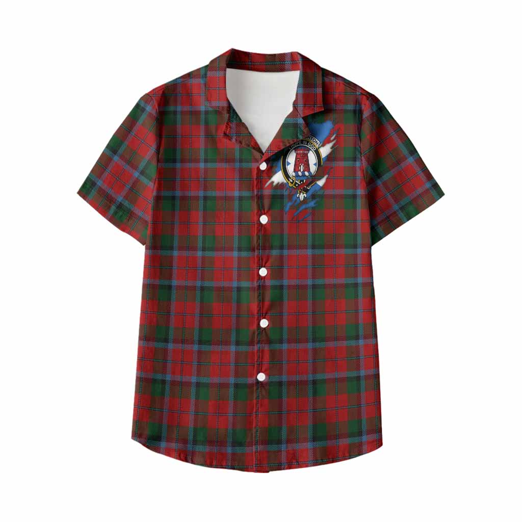 MacNaughton (McNaughton) Clan Crest In Me Tartan Kid Hawaiian Shirt Scotland Flag Style