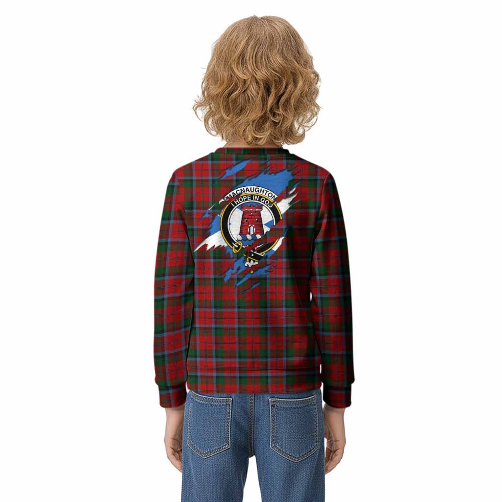 MacNaughton (McNaughton) Clan Crest In Me Tartan Kid Knitted Sweatshirt Scotland Flag Style