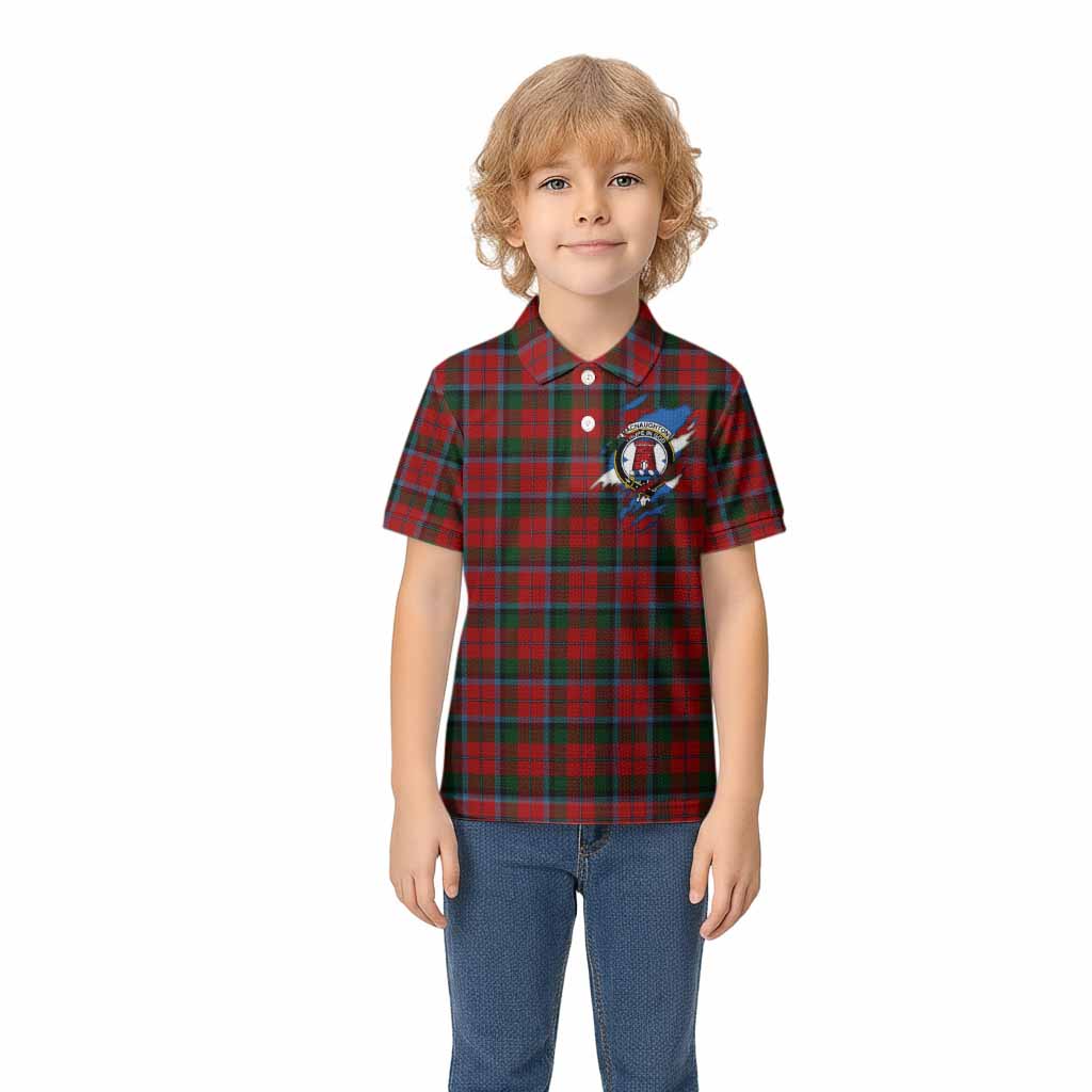 MacNaughton (McNaughton) Clan Crest In Me Tartan Kid Polo Shirt Scotland Flag Style
