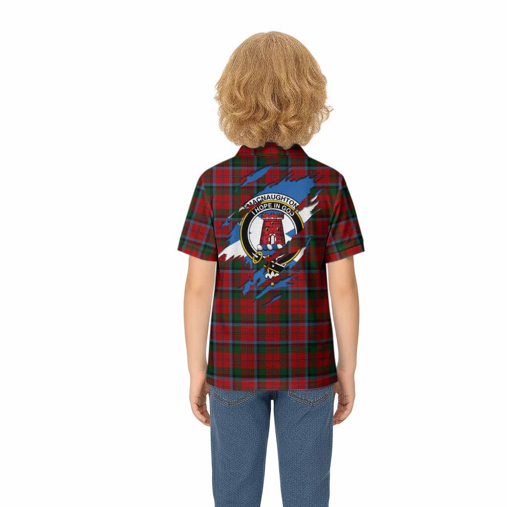MacNaughton (McNaughton) Clan Crest In Me Tartan Kid Polo Shirt Scotland Flag Style