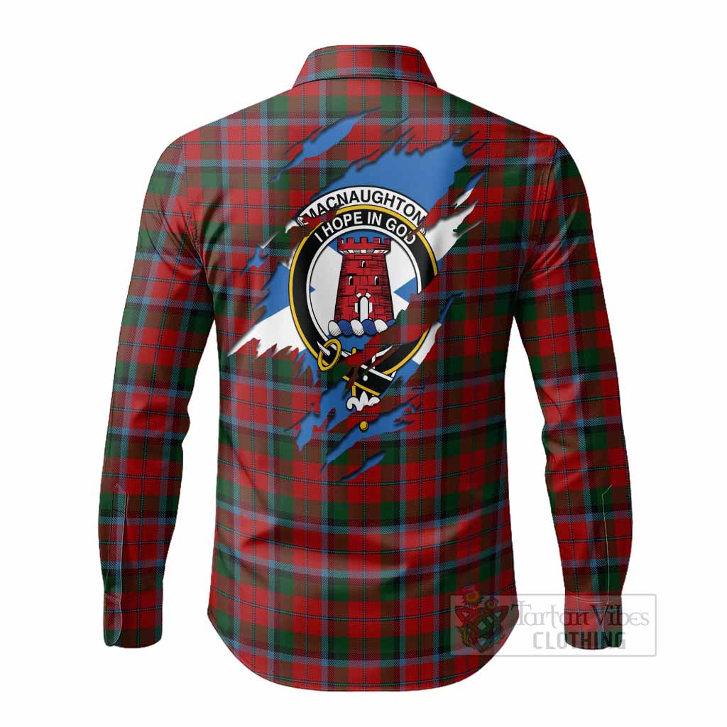 MacNaughton (McNaughton) Clan Crest In Me Tartan Long Sleeve Button Shirts Scotland Flag Style