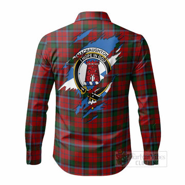 MacNaughton (McNaughton) Clan Crest In Me Tartan Long Sleeve Button Shirts Scotland Flag Style