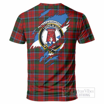 MacNaughton (McNaughton) Clan Crest In Me Tartan T-Shirt Scotland Flag Style