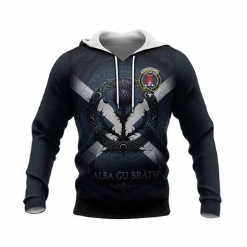 MacNaughton (McNaughton) Clan Crest Knitted Hoodie with Celtic Knot Thistle and Saltire