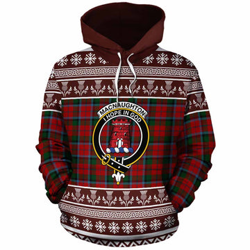 MacNaughton (McNaughton) Clan Tartan Christmas Cotton Hoodie with Family Crest