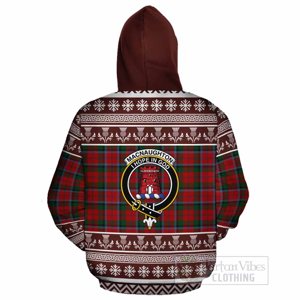 MacNaughton (McNaughton) Clan Tartan Christmas Cotton Hoodie with Family Crest - Tartan Vibes Clothing