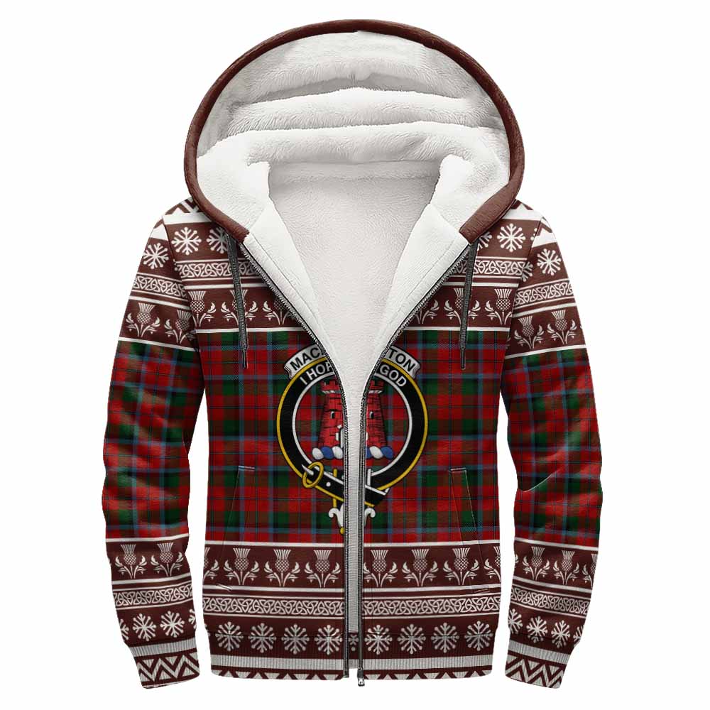 MacNaughton (McNaughton) Clan Tartan Christmas Fleece Hoodie with Family Crest - Tartan Vibes Clothing