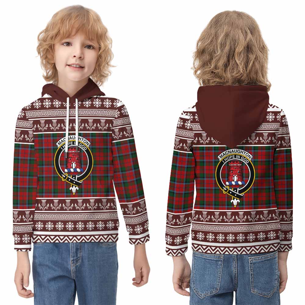 MacNaughton (McNaughton) Clan Tartan Christmas Kid Hoodie with Family Crest - Tartan Vibes Clothing