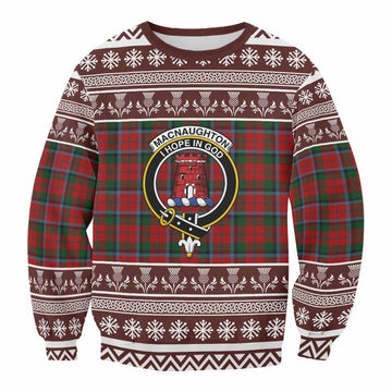 MacNaughton (McNaughton) Clan Tartan Christmas Sweatshirt with Family Crest
