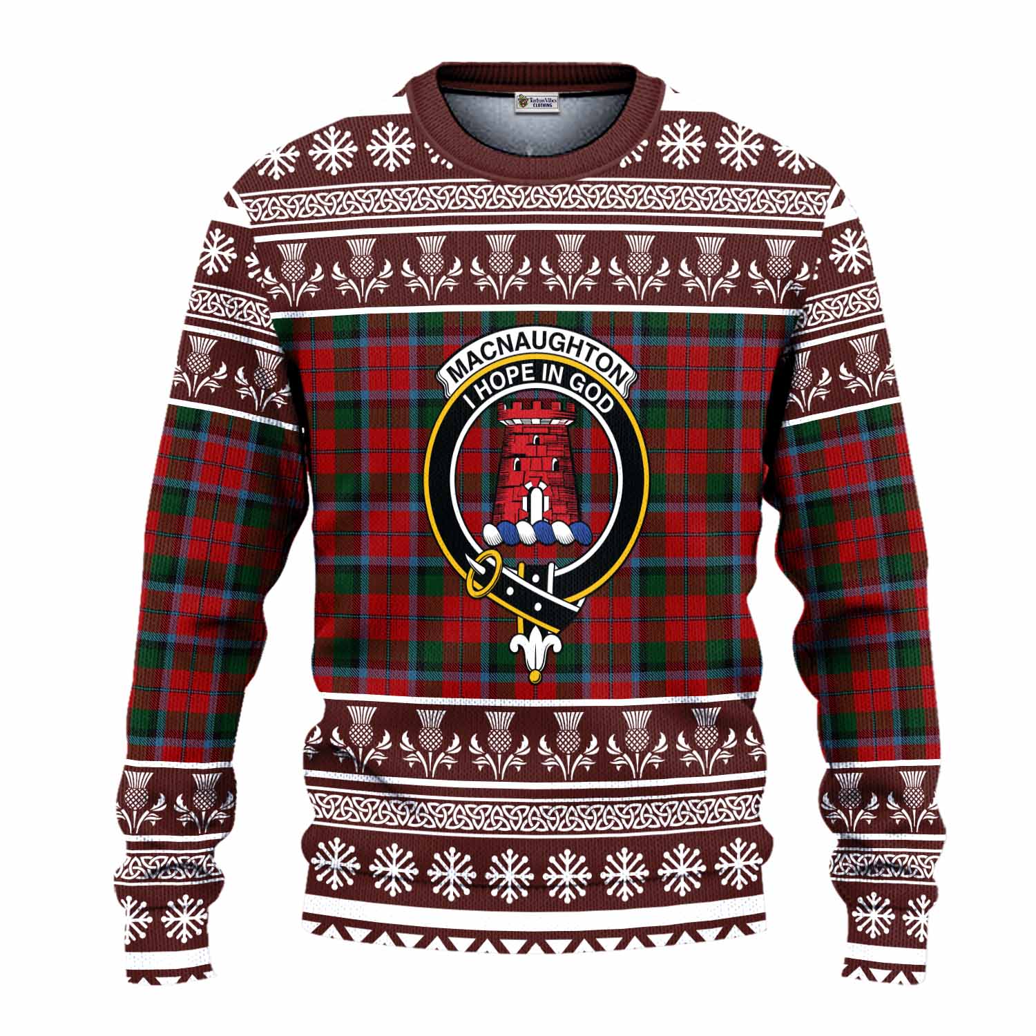 MacNaughton (McNaughton) Clan Tartan Christmas Ugly Sweater with Family Crest - Tartan Vibes Clothing