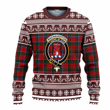 MacNaughton (McNaughton) Clan Tartan Christmas Ugly Sweater with Family Crest