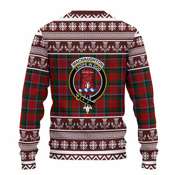 MacNaughton (McNaughton) Clan Tartan Christmas Ugly Sweater with Family Crest