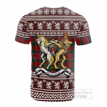 MacNaughton (McNaughton) Clan Tartan Crest Christmas Cotton T-shirt Coat of Arms Funny Style