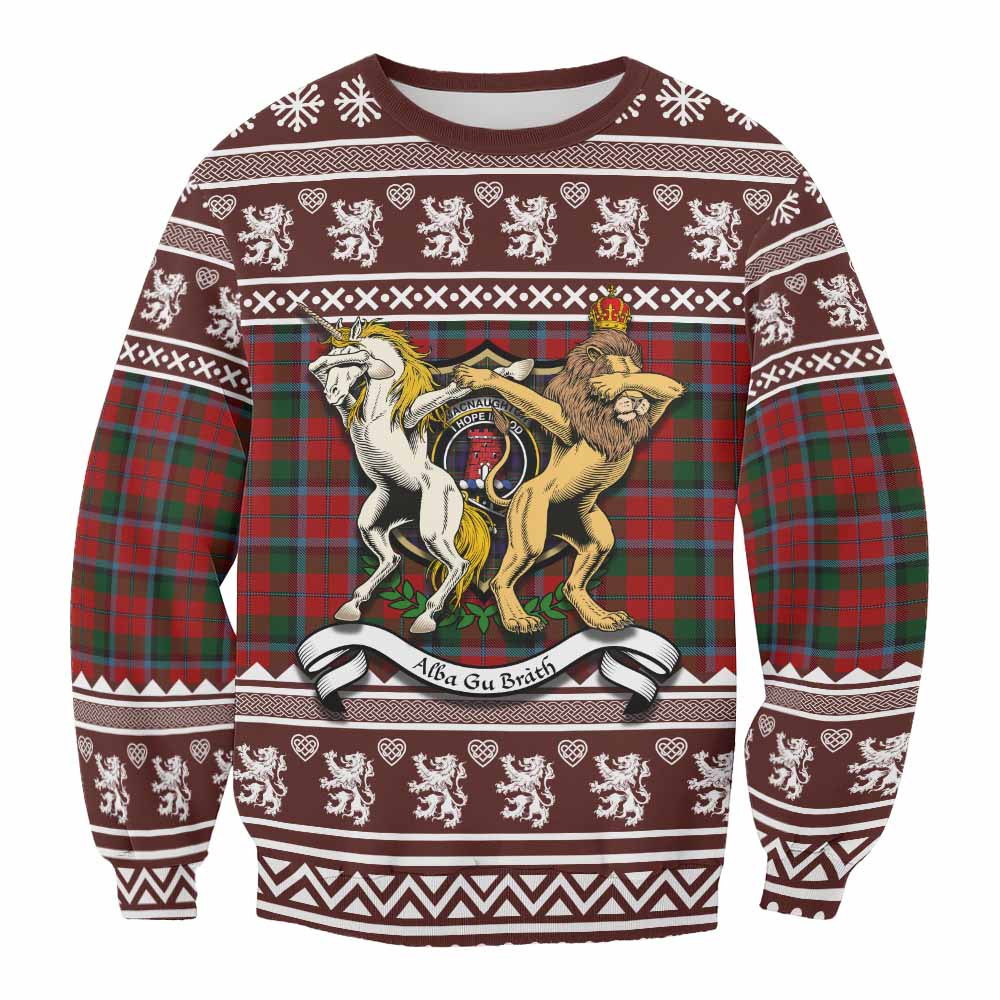 MacNaughton (McNaughton) Clan Tartan Crest Christmas Sweatshirt Coat of Arms Funny Style - Tartan Vibes Clothing