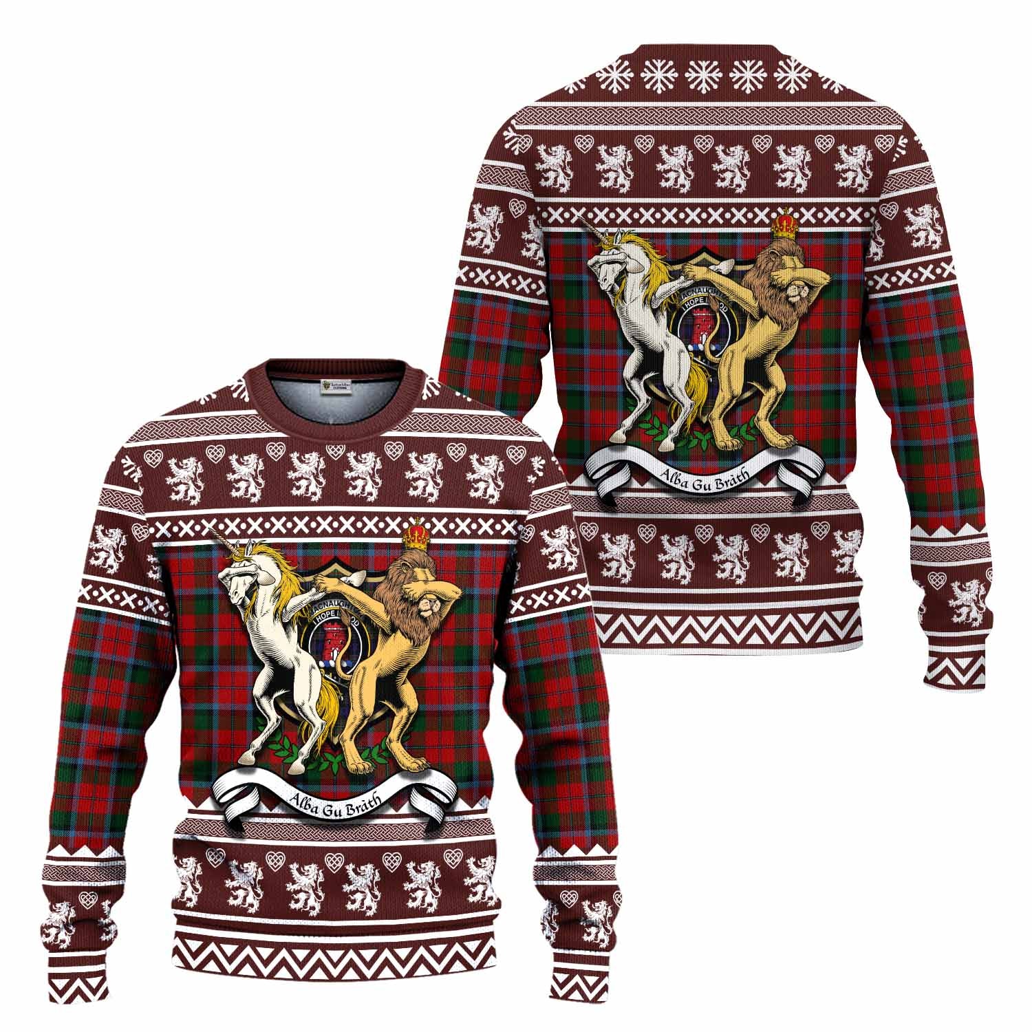 MacNaughton (McNaughton) Clan Tartan Crest Christmas Ugly Sweater Coat of Arms Funny Style - Tartan Vibes Clothing