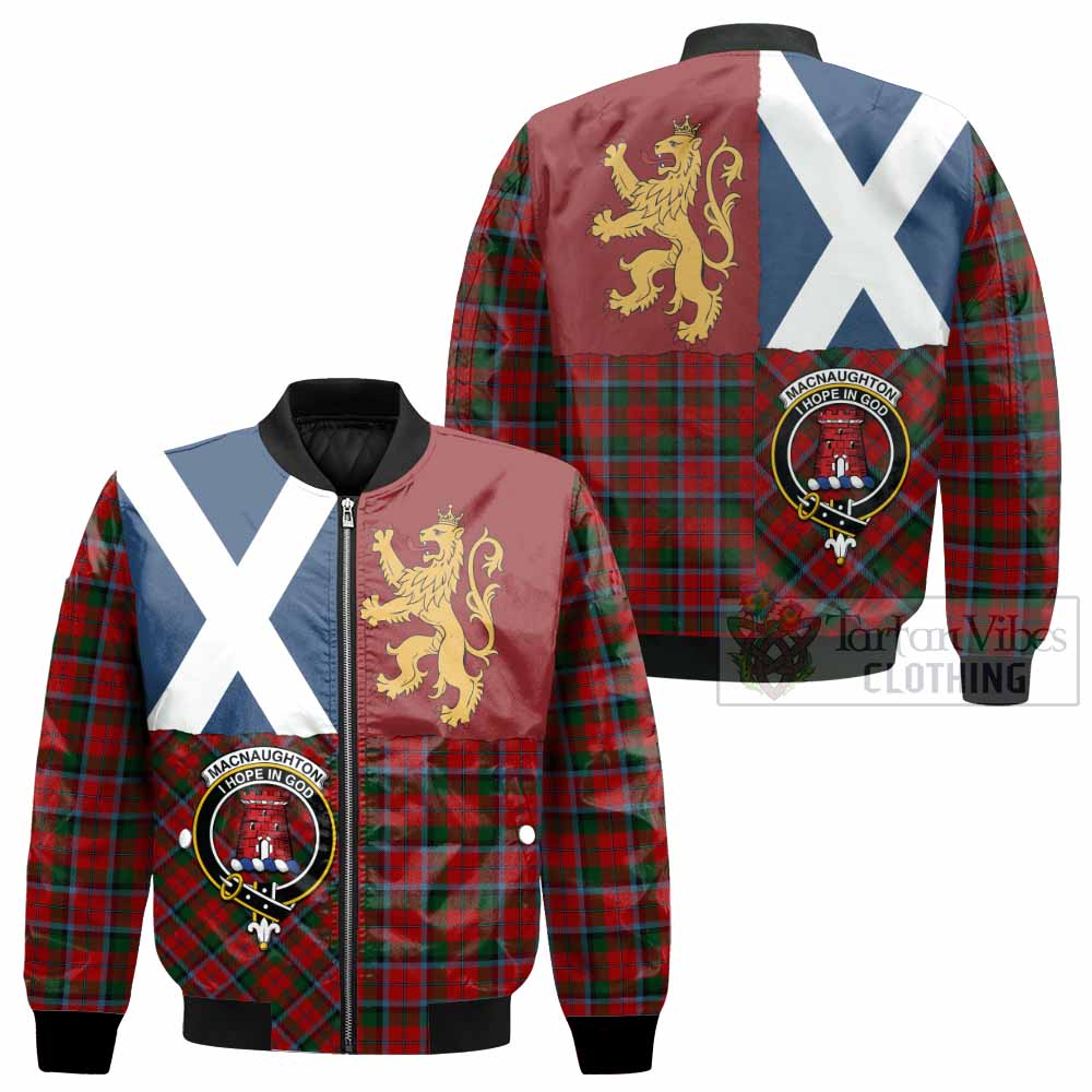 MacNaughton (McNaughton) Crest Tartan Bomber Jacket with Lion Rampant Saltire Style