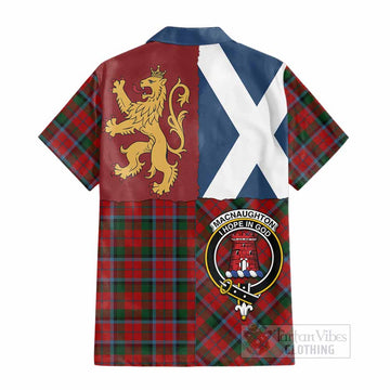 MacNaughton (McNaughton) Crest Tartan Cotton Hawaiian Shirt with Lion Rampant Saltire Style