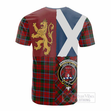 MacNaughton (McNaughton) Crest Tartan Cotton T-shirt with Lion Rampant Saltire Style