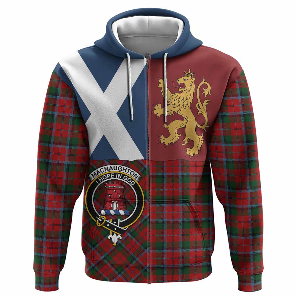 MacNaughton (McNaughton) Crest Tartan Hoodie with Lion Rampant Saltire Style