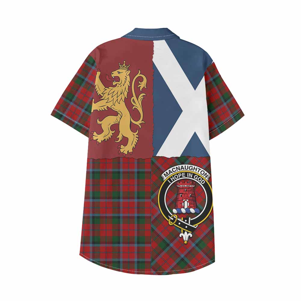 MacNaughton (McNaughton) Crest Tartan Kid Hawaiian Shirt with Lion Rampant Saltire Style - Tartan Vibes Clothing
