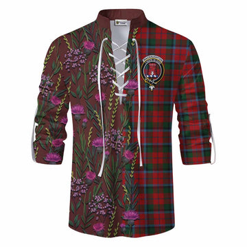 MacNaughton (McNaughton) Family Crest Tartan Ghillie Shirt Scottish Thistle Flower Pattern Half Style
