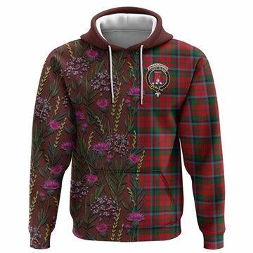 MacNaughton (McNaughton) Family Crest Tartan Hoodie Scottish Thistle Flower Pattern Half Style