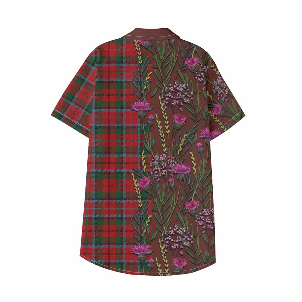 MacNaughton (McNaughton) Family Crest Tartan Kid Hawaiian Shirt Scottish Thistle Flower Pattern Half Style - Tartan Vibes Clothing
