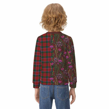 MacNaughton (McNaughton) Family Crest Tartan Kid Knitted Sweatshirt Scottish Thistle Flower Pattern Half Style - Tartan Vibes Clothing