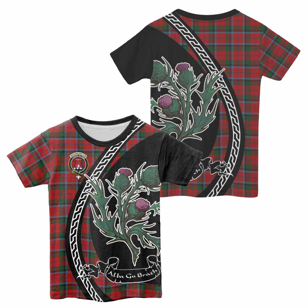 MacNaughton (McNaughton) Family Crest Tartan Kid T-shirt Alba Thistle Inspired - Tartan Vibes Clothing