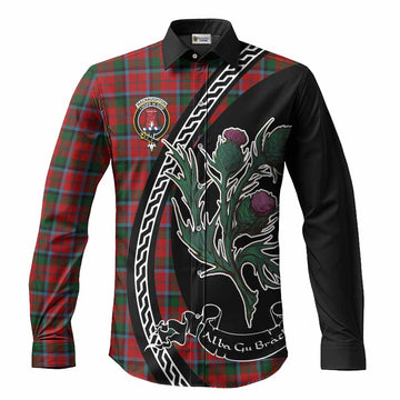 MacNaughton (McNaughton) Family Crest Tartan Long Sleeve Button Shirts Alba Thistle Inspired