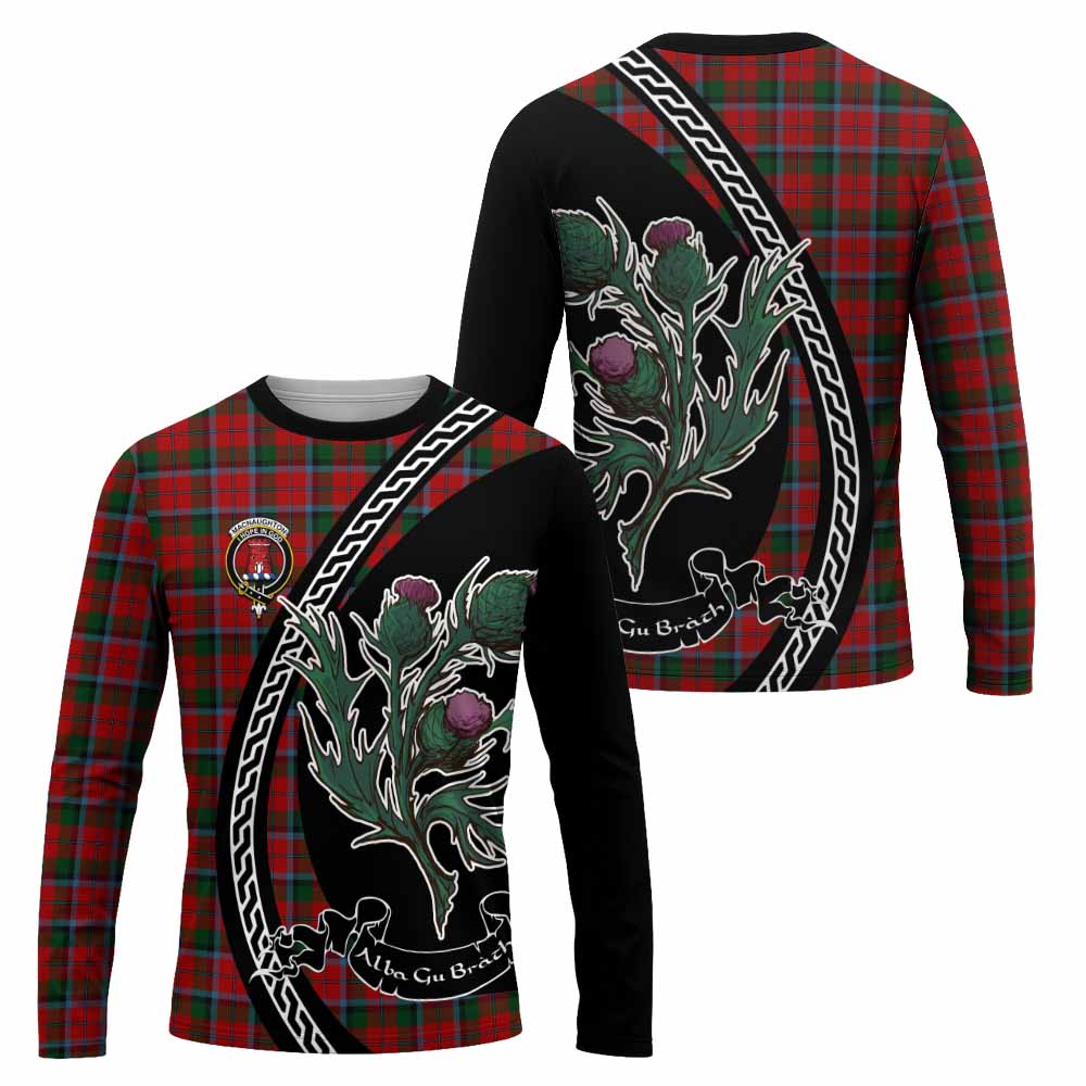 MacNaughton (McNaughton) Family Crest Tartan Long Sleeve T-Shirt Alba Thistle Inspired - Tartan Vibes Clothing
