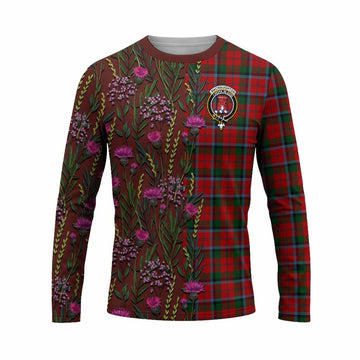 MacNaughton (McNaughton) Family Crest Tartan Long Sleeve T-Shirt Scottish Thistle Flower Pattern Half Style - Tartan Vibes Clothing