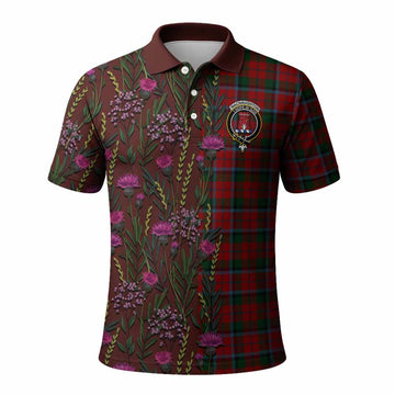 MacNaughton (McNaughton) Family Crest Tartan Polo Shirt Scottish Thistle Flower Pattern Half Style